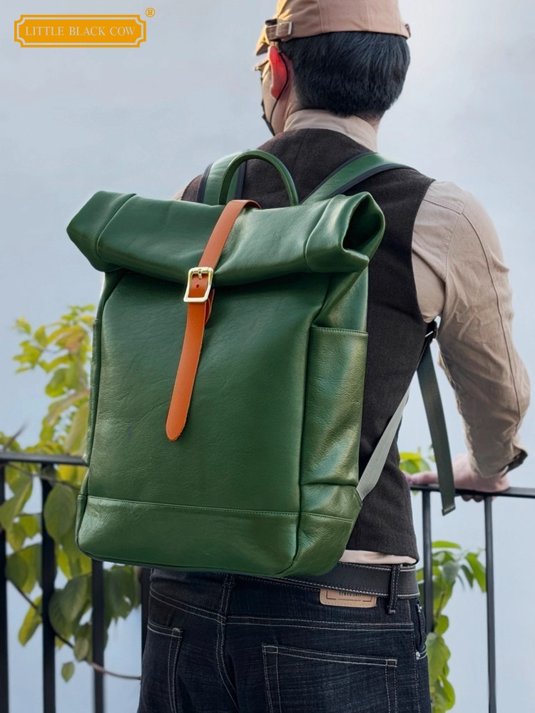 Leather Backpack Vintage - Large Capacity Mens Genuine Leather Backpack