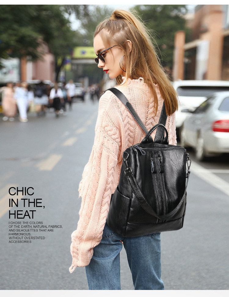 Mini Backpack Purse - Women Soft Leather Backpack School Black