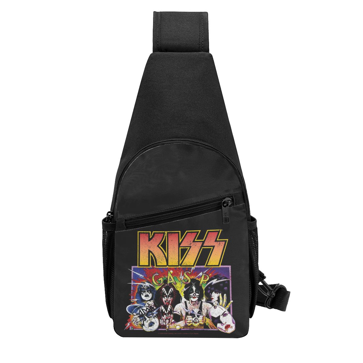 Sling Backpack Shoulder - Rock Roll Band Kiss Cat Chest