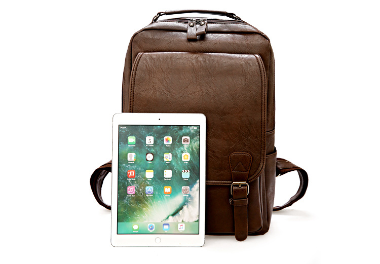 Business Backpack Brief - Multifunctional Pu Waterproof Laptop Backpack Antitheft