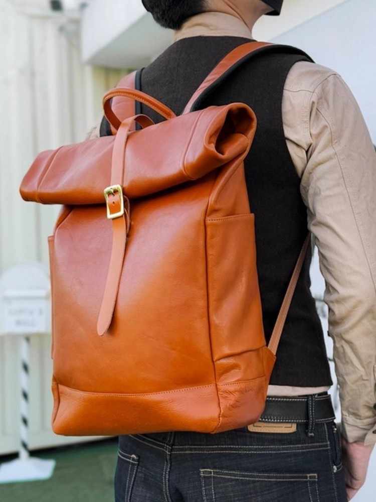 Large Capacity Mens Genuine Le - Leather Backpack Vintage 评论和价格