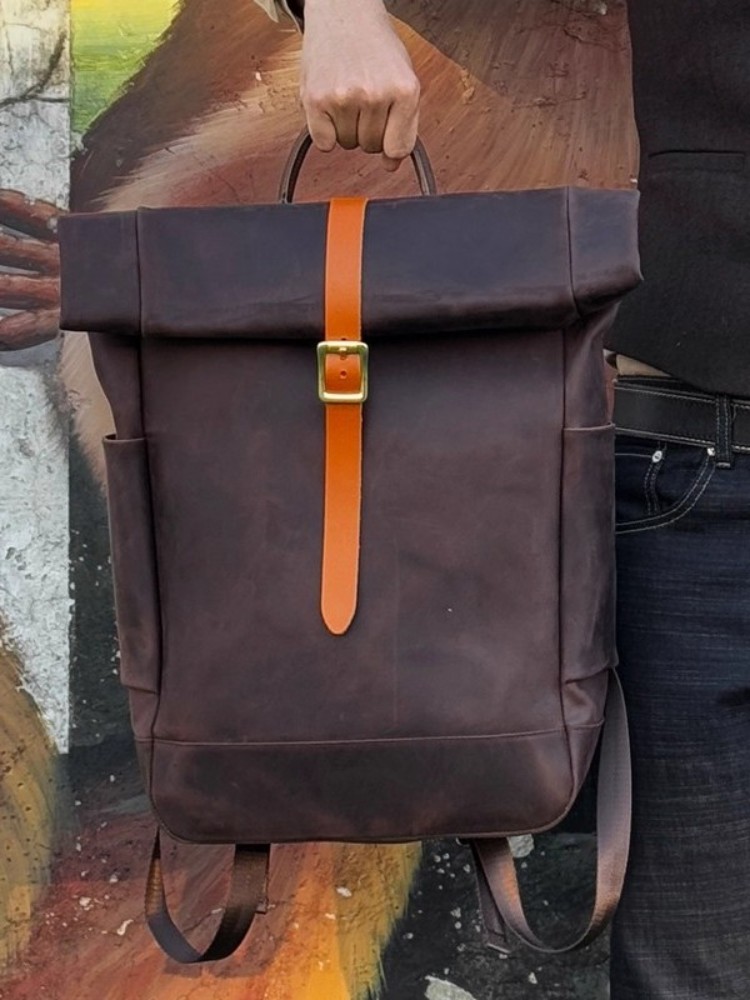 Large Capacity Mens Genuine Le - Leather Backpack Vintage 评论和价格