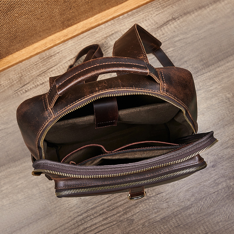 Men's Top Grain Waxed Leather  - Leather Backpack Vintage 评论和价格