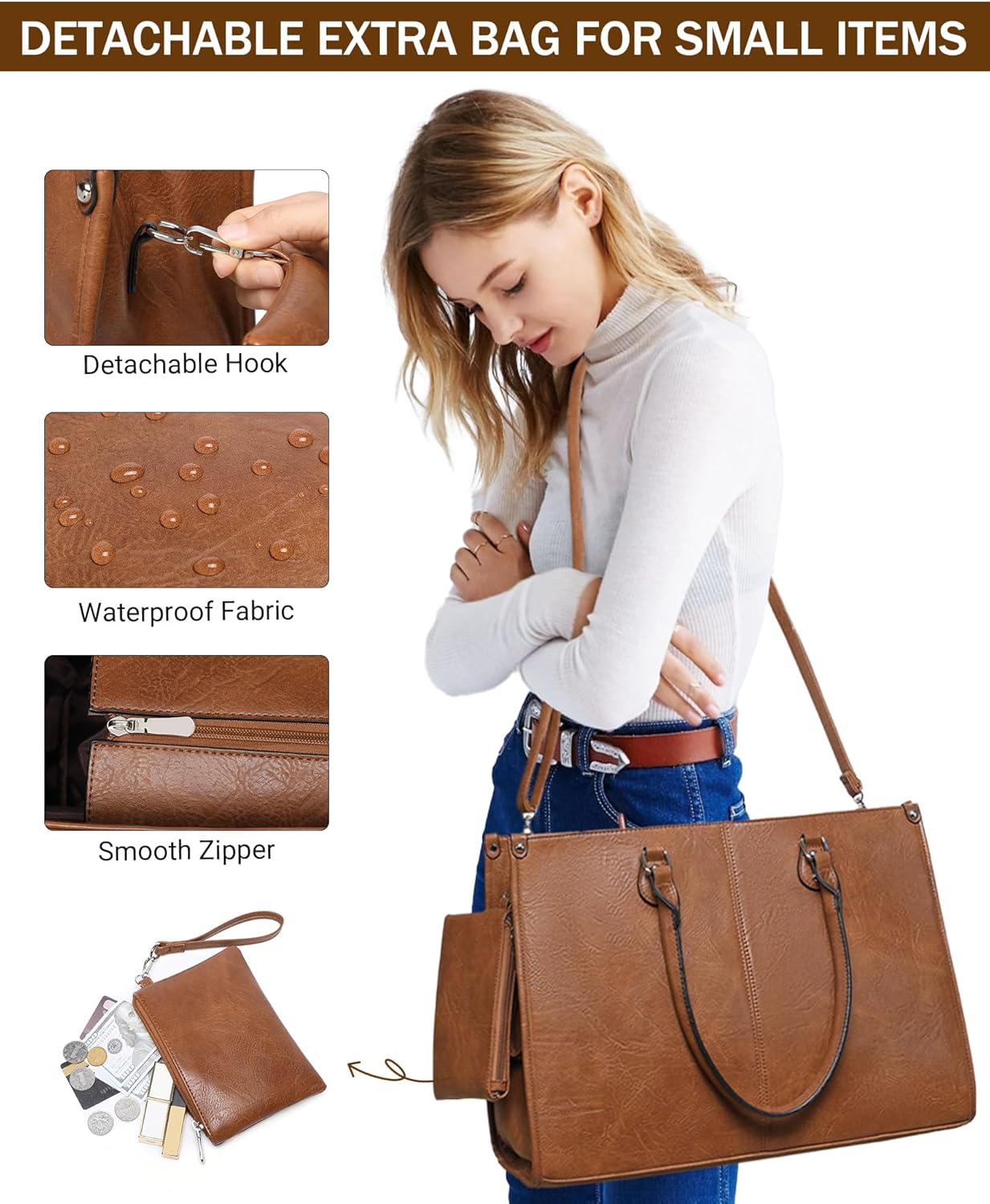 2 in 1 Laptop Tote Bag with In - Laptop Backpack 15.6 评论和价格