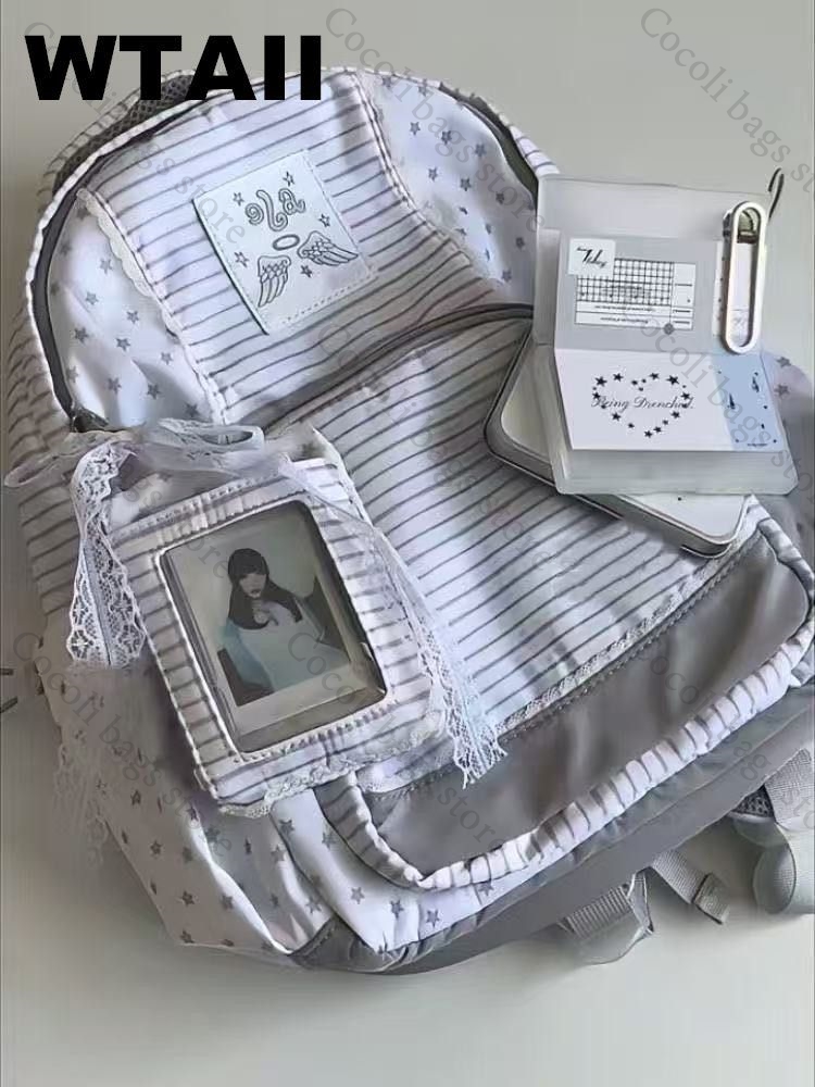 Fashion Striped Dot Decor Back - Canvas Backpack Casual 评论和价格