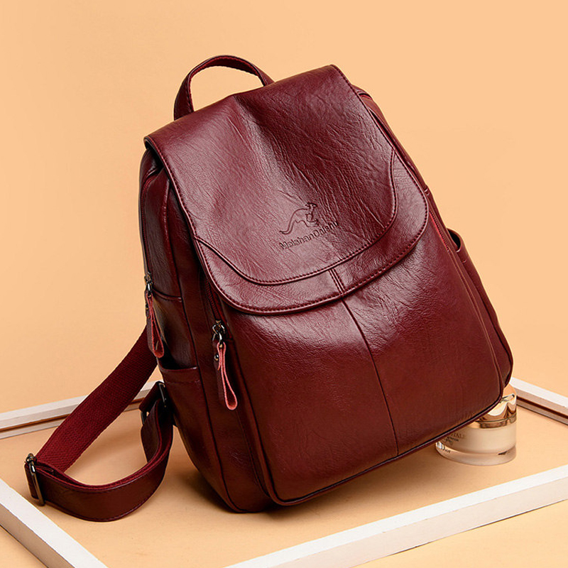 9 Color Women Soft Leather Bac - Leather Backpack Vintage 评论和价格