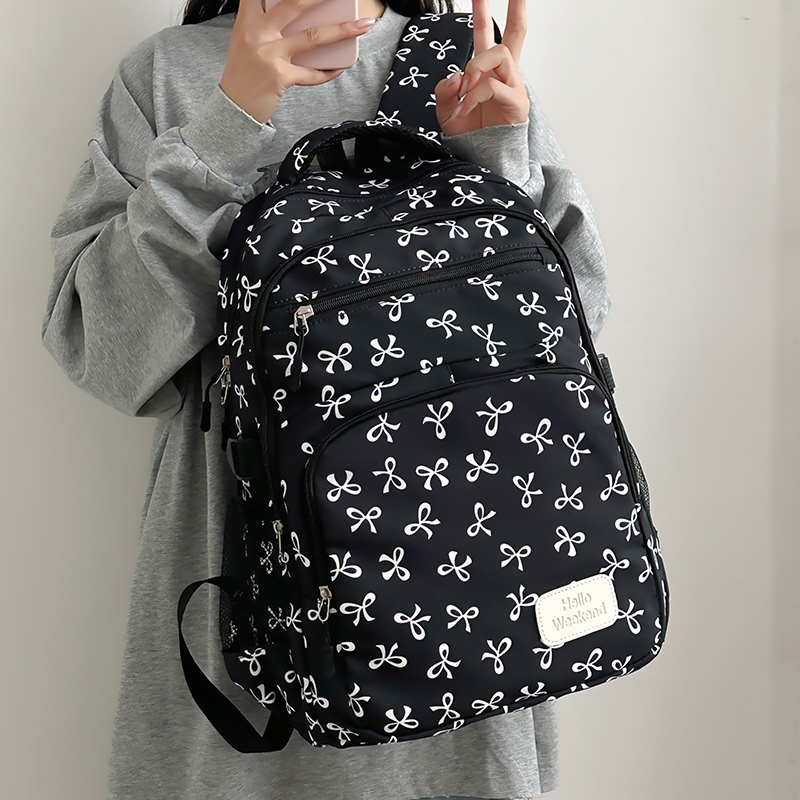 3Pcs Cute Bow Print Backpack w - Sling Backpack Shoulder 评论和价格