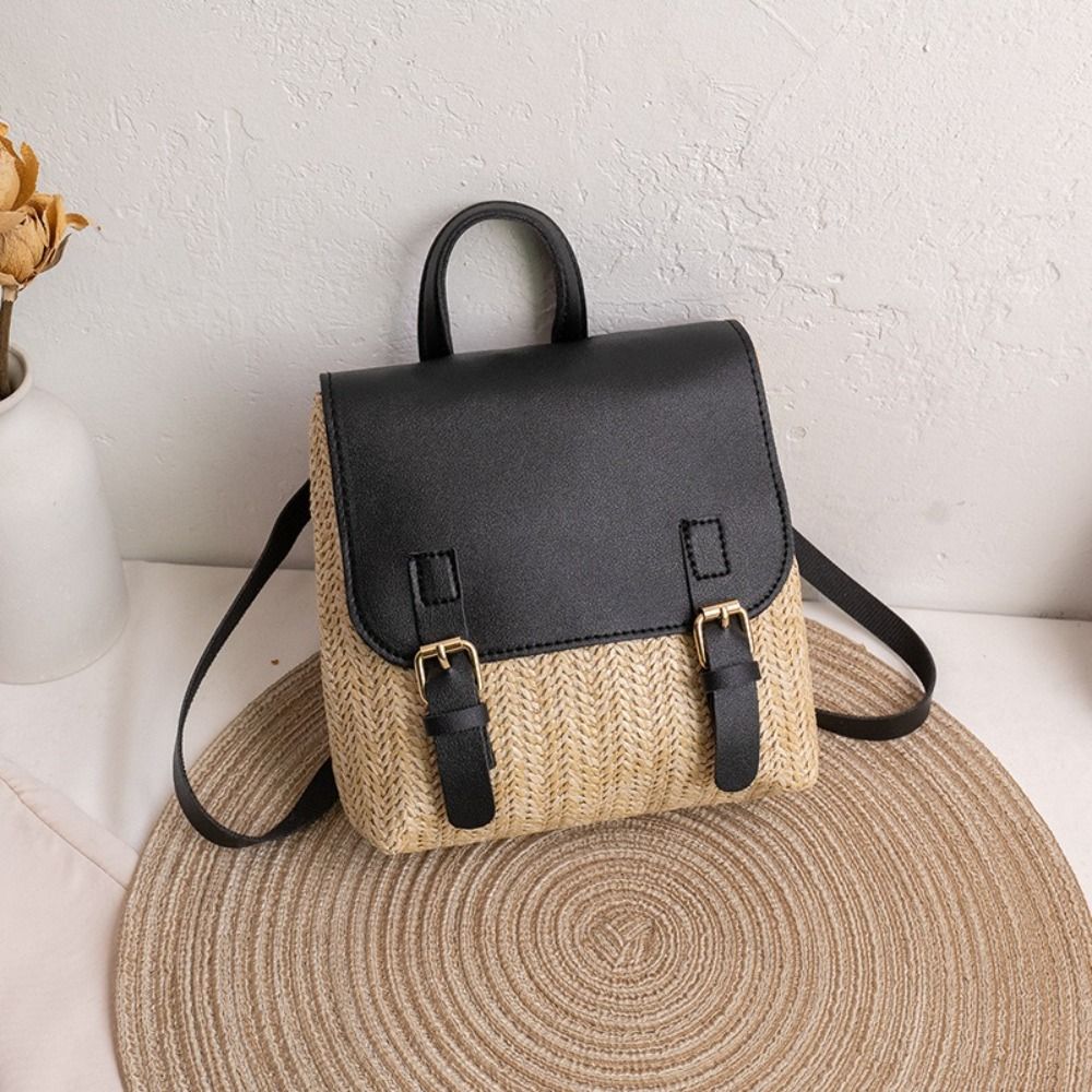 Versatile Bag PU Leather Straw - Leather Backpack Vintage 评论和价格
