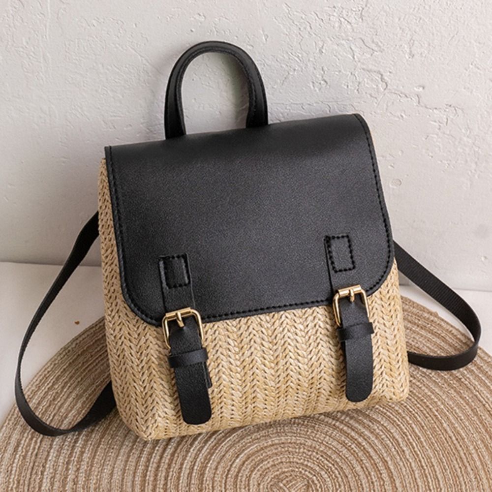 Versatile Bag PU Leather Straw - Leather Backpack Vintage 评论和价格