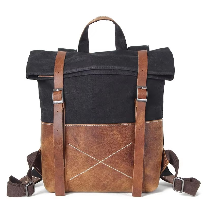 Fashion Men Backpack Waxed Can - Leather Backpack Vintage 评论和价格