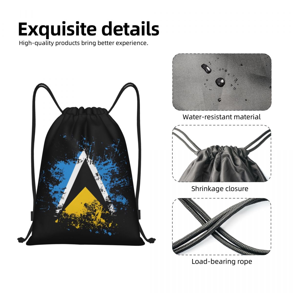 Saint Lucia Country Flag Water - Drawstring Gym Bag 评论和价格