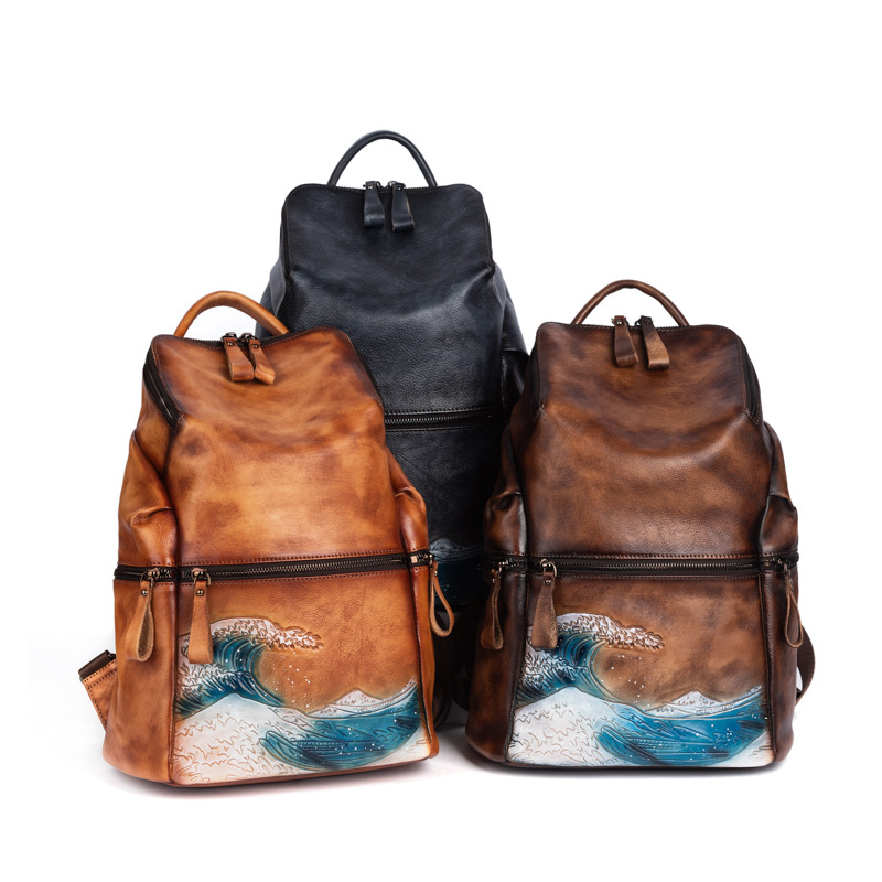 Genuine Real Soft Leather Wome - Leather Backpack Vintage 评论和价格