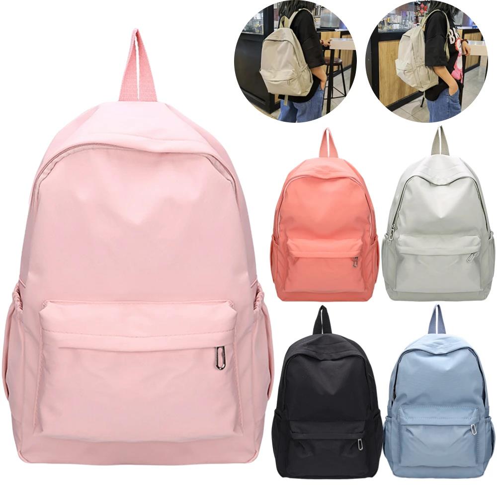 Solid Color Nylon Preppy Backp - School Backpack Teen 评论和价格